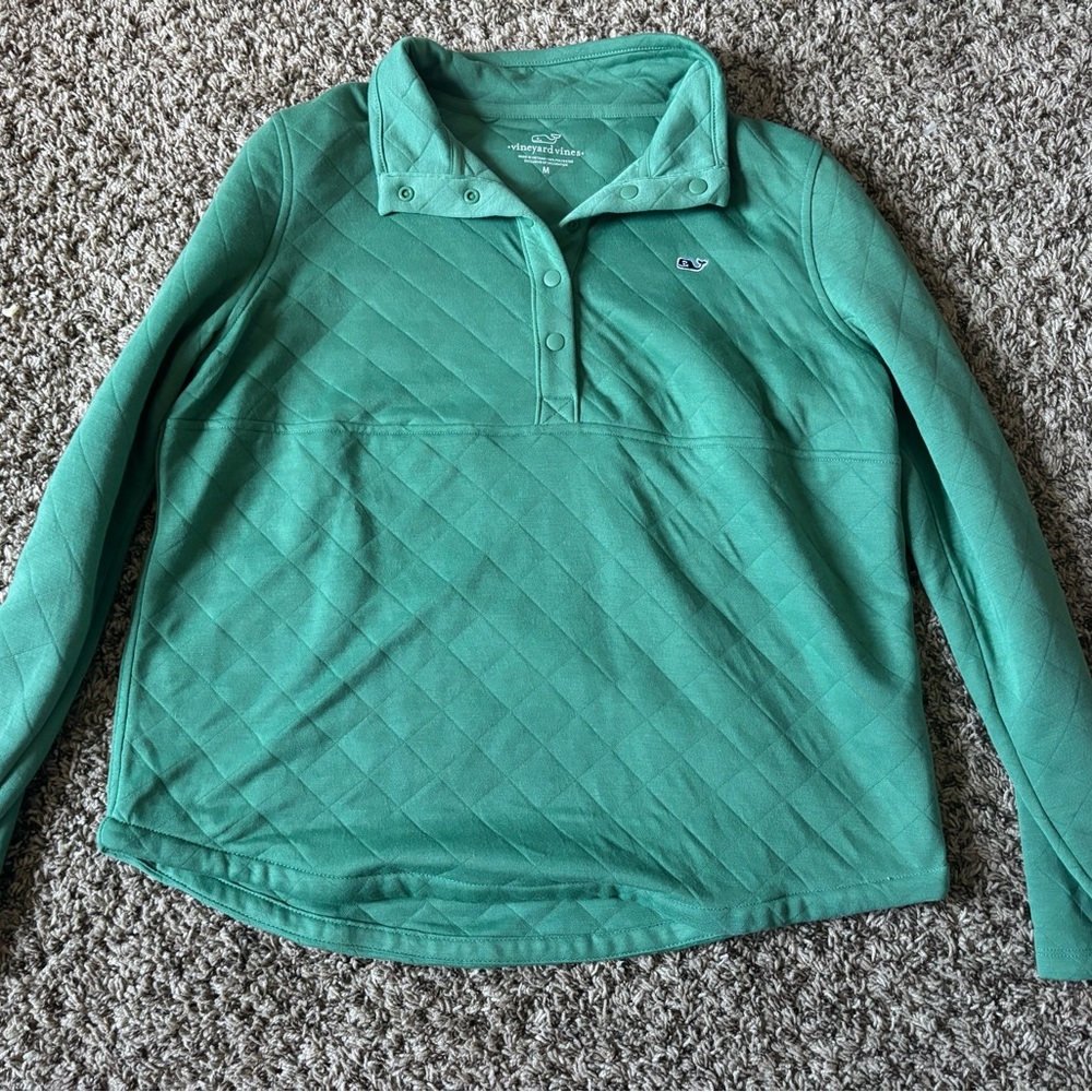 Vineyard Vines Teal Quilted Pullover Sweater